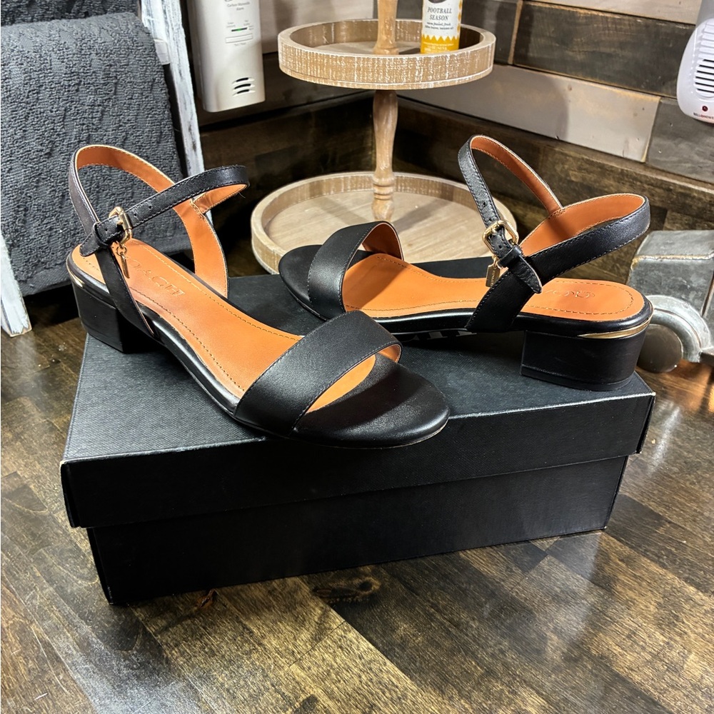 COACH IDA 35 Leather Sandal G4869 Black Size 7 - Picture 9 of 14